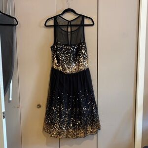 Ruby Rox Black and Gold Sequin Dress